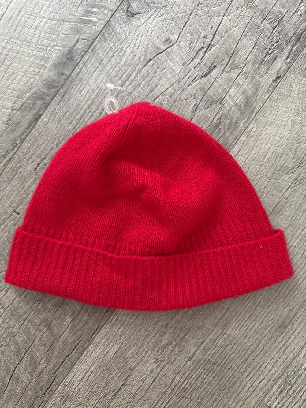 100% Cashmere Red Knit Beanie Hat - new
